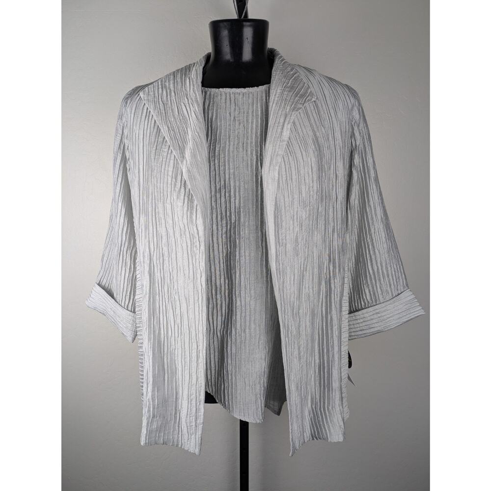 NWT IC Collection silver gray Textured XL Jacket and XXL Tank Set Tencel blend